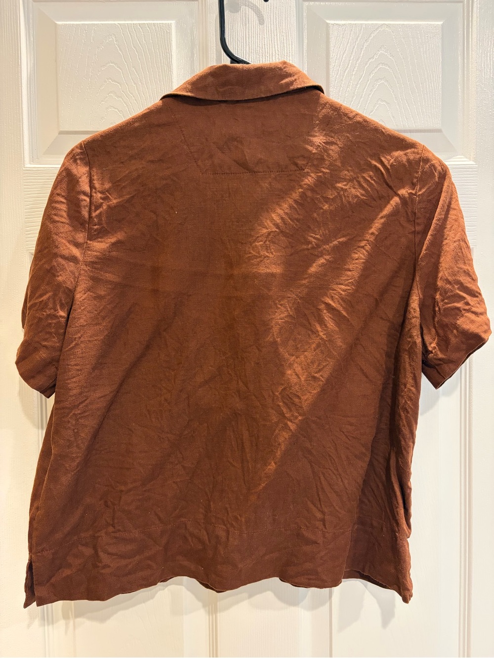 100% European Linen Short Sleeve Shirt - Rust - Picture 3 of 3